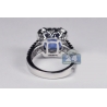 Womens Blue Sapphire Diamond Halo Ring 18K White Gold 7.43 ct