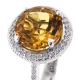 Womens Citrine Diamond Halo Ring 18K White Gold 4.42 ct