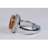Womens Citrine Diamond Halo Ring 18K White Gold 4.42 ct