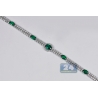 Womens Diamond Emerald Tennis Bracelet 14K White Gold 4.98 ct 7"