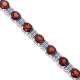 18K White Gold 10.89 ct Garnet Diamond Tennis Bracelet 7.5 inch