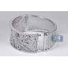Womens Diamond Filigree Bangle Bracelet 18K Gold 4.33 ct 7 inch