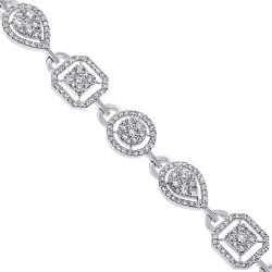 14K White Gold 5.11 ct Diamond Womens Halo Bracelet 7.25 inch