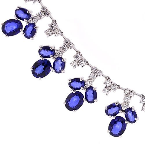 14K White Gold Diamond and Marquise Blue Sapphire Bar Necklace | Shop 14k  White Gold Lusso Color Necklaces | Gabriel & Co