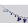 Womens Blue Sapphire Diamond Necklace 14K White Gold 29.74ct 17"