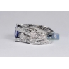 Womens Sapphire Diamond Vintage Engagement Ring 18K White Gold