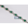 Womens Emerald Diamond Halo Bracelet 18K Yellow Gold 6.36 ct 7"