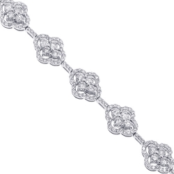 14K White Gold 5.27 ct Diamond Cluster Womens Bracelet 7 inch