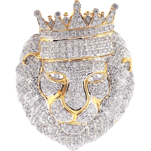 Details about  / 1.18 Ct Round Sim Diamond Men/'s Lion Face Diamond Pendant 14k White Gold Plated