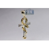 Mens Diamond Snake Ankh Cross Pendant 10K Yellow Gold 0.31ct