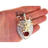 Mens Diamond Crown Lion Head Pendant 10K Yellow Gold 4.12 ct