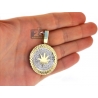 Mens Diamond Marijuana Leaf Pendant 10K Yellow Gold 0.88 ct