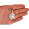 Mens Diamond Marijuana Round Pendant 10K Yellow Gold 0.62ct