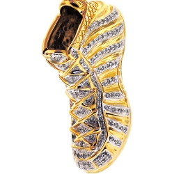 10K Yellow Gold 0.68 ct Diamond Sneaker Shoe Mens 3D Pendant