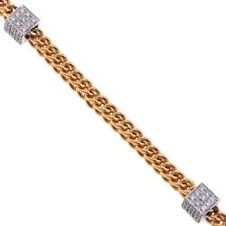 14K Gold 3.23 ct Diamond Station Franco Chain 4 mm 30 inches