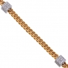 Mens Diamond Station Link Franco Chain 14K Gold 3.23ct 4mm 30"