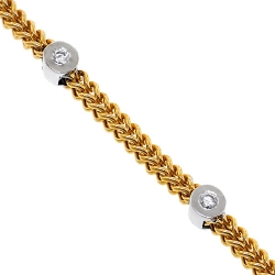 14K Gold 1.88 ct Diamond Round Link Mens Franco Chain 30 Inches