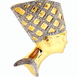 10K Yellow Gold 0.70 ct Diamond Nefertiti Head Pendant