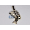 Mens Diamond Nefertiti Face Head Pendant 10K Yellow Gold 0.7ct
