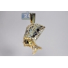 Mens Diamond Nefertiti Face Head Pendant 10K Yellow Gold 0.7ct