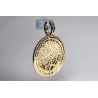 Mens Diamond Round Medallion Pendant 10K Yellow Gold 5.67 ct 2"