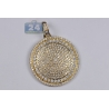 Mens Diamond Round Medallion Pendant 14K Yellow Gold 5.20 ct 2"