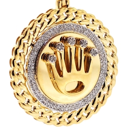 10K Yellow Gold 0.29 ct Diamond Crown Mens Round Pendant