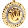 Mens Diamond Crown Round Medallion Pendant 10K Yellow Gold