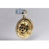Mens Diamond Framed Crown Round Pendant 14K Yellow Gold 0.29ct