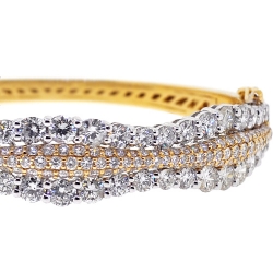 14K Two Tone Gold 10.13 ct Diamond Womens Bangle Bracelet