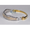 Womens Diamond Bangle Bracelet 14K Two Tone Gold 10.13 ct 6.5"