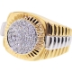 Mens Diamond Step Ring 14K Two Tone Gold 0.63 ct