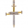 Mens Diamond Nail Cross Large Pendant 10K Yellow Gold 3.48 ct