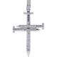 14K White Gold 0.81 ct Diamond Mens Nail Cross Pendant