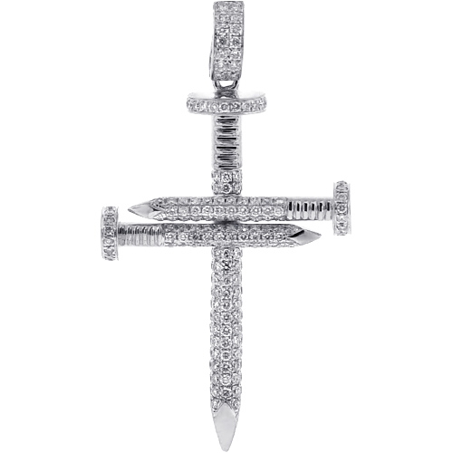 Mens Diamond Religious Nail Cross 