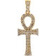 10K Yellow Gold 0.85 ct Diamond Mens Ankh Cross Pendant
