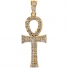 Mens Diamond Ankh Loop Cross Pendant 14K Yellow Gold 0.82ct