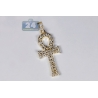 Mens Diamond Ankh Loop Cross Pendant 14K Yellow Gold 0.82ct