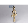 Mens Diamond Ankh Loop Cross Pendant 14K Yellow Gold 0.82ct