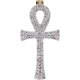 14K Yellow Gold 2.20 ct Diamond Mens Key of Life Ankh Cross