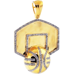 10K Yellow Gold 0.55 ct Diamond Basketball Hoop Pendant