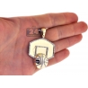 Mens Diamond Basketball Hoop Sport Pendant 10K Yellow Gold 0.55ct