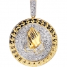 10K Yellow Gold 1.31 ct Diamond Praying Hands Round Medallion