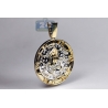 Mens Diamond Praying Hands Round Medallion 10K Yellow Gold