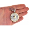 Mens Diamond Praying Hands Round Medallion 10K Yellow Gold