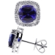 18K White Gold 4.22 ct Blue Sapphire Diamond Stud Earrings