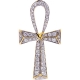 10K Yellow Gold 0.40 ct Diamond Mens Ankh Cross 1 1/2 Inches