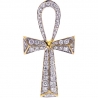 10K Yellow Gold 0.40 ct Diamond Mens Ankh Cross 1 1/2 Inches