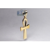 10K Yellow Gold 0.40ct Diamond Mens Ankh Cross Pendant 1.5"