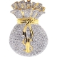 10K Yellow Gold 1.53 ct Diamond Money Bag Mens Pendant